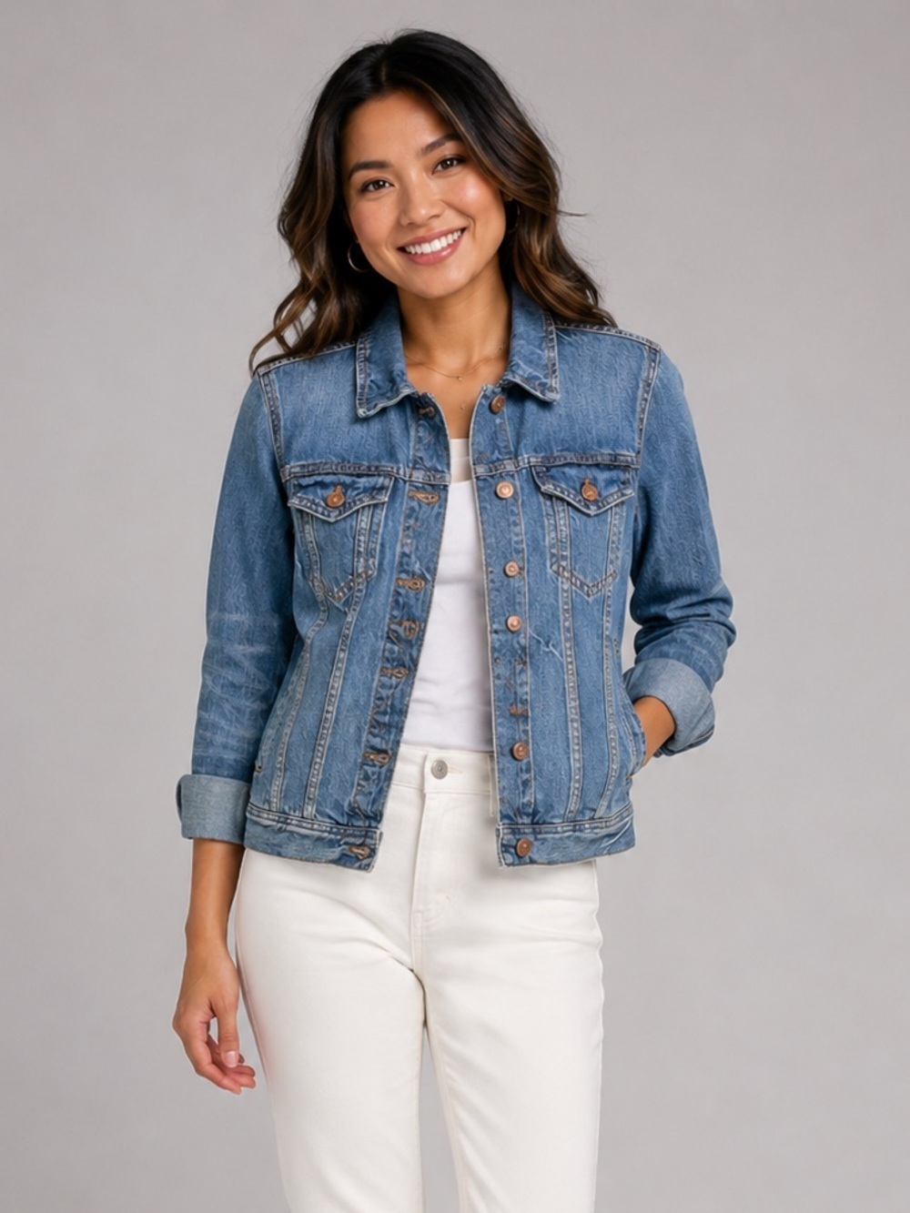 J Crew Denim Trucker Jacket Womens XXS Blue Distressed
100% Cotton